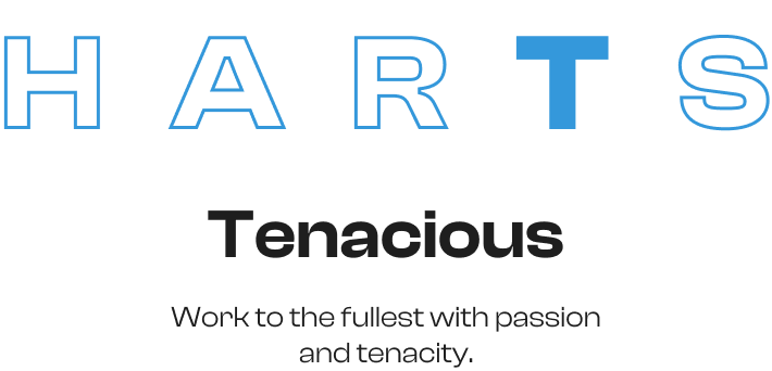 Tenacious = Work to the fullest with passion and tenacity.